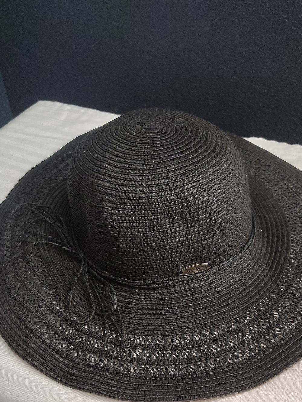 Panama Jack  Sophisticated Chic Black Woven Paper Elegant Sun Hat